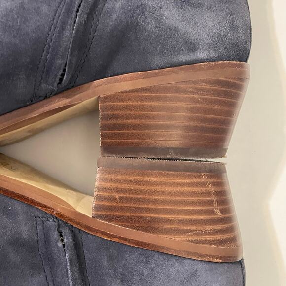 J. Crew Women's Navy Blue Suede Block Heel Ankle Booties Size 8 - Picture 13 of 14